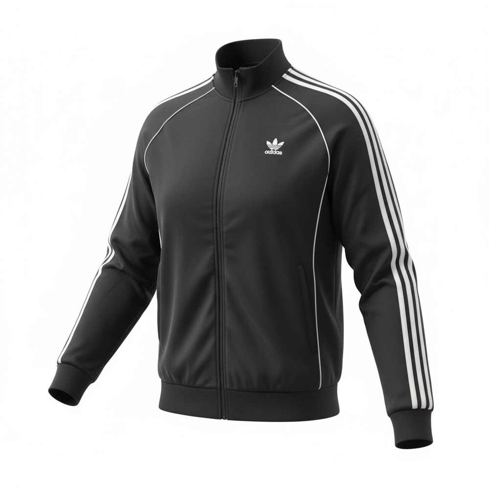 🧥 Adidas Originals Men’s Track Jacket – Black White 3-Stripes – Size L - Picture 2 of 5
